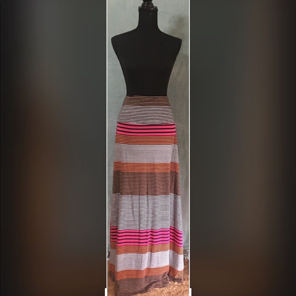 Mossimo Multi Colored Striped Maxi Skirt Size M